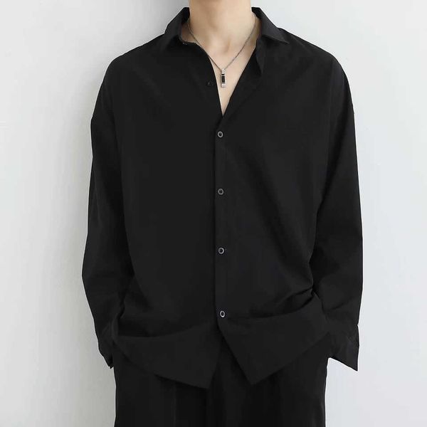 

fashion spring solid color luxury black shirt long sleeve korean trend dk uniform loose casual business shirts for men 210721, White;black