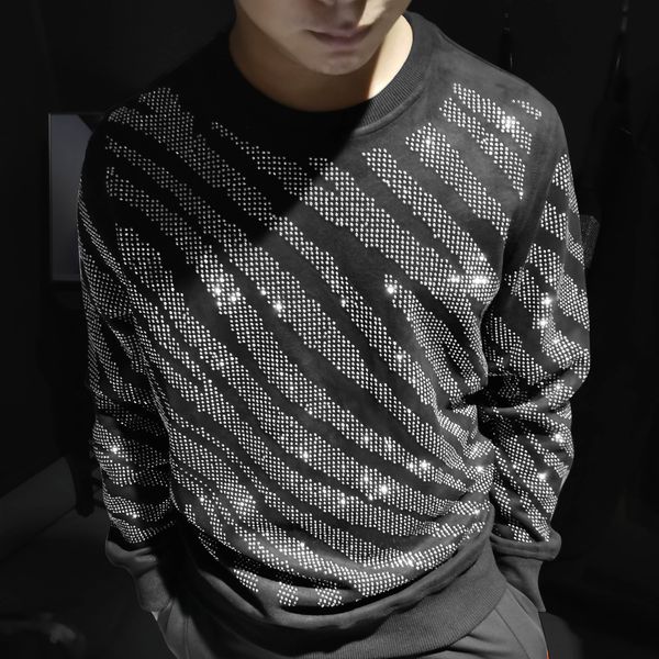 

2021 new hip hop pullover streetwear vintage shirts club outfits stage masculino black sequin zebra pattern luxury t shirt men rdxv, White;black