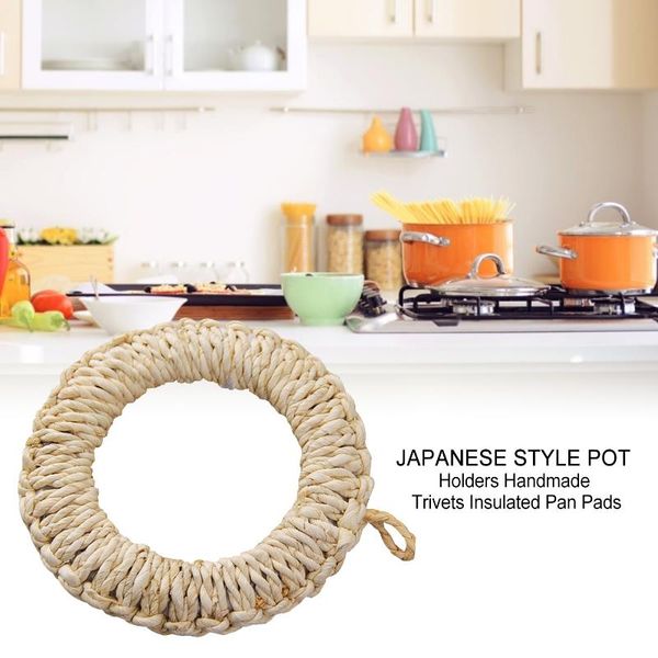 

mats & pads japanese style pot holders natural corn husk woven anti-scald placemat handmade trivets tableinsulated pan