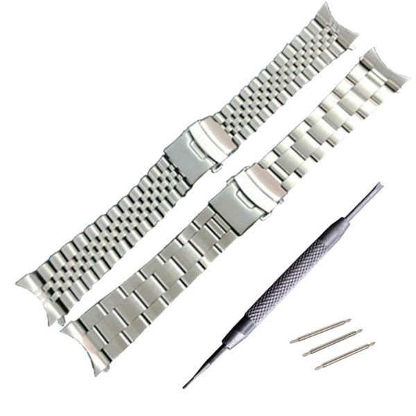 

watch bands 22 mm stainless steel band bracelets curved end replacement for skx007 skx009 skx011 diy replace watchband, Black;brown
