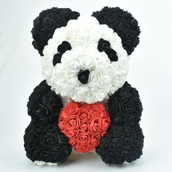 Flores decorativas grinaldas 2021 40 cm de espuma de espuma rosa panda porcelana flor de flor com coração para namorada e presente de aniversário