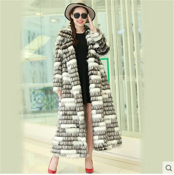 

female mode lets loose fake fox fur coat large n23 vggc, Black