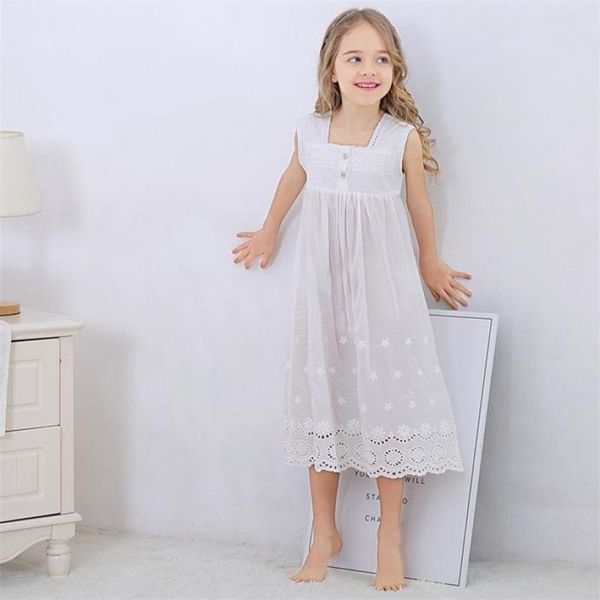 Toddle Kız Beyaz Gecelik Prenses Elbise Çocuk Pijama Nightgowns S Çocuk Gece Dantel Uyku 211130