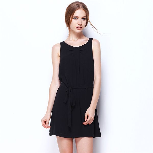 

2021 new women summer short chiffon elegant sleeveless women's es korean casual clothes vestido 6500 kj2156 i98c, Black;gray