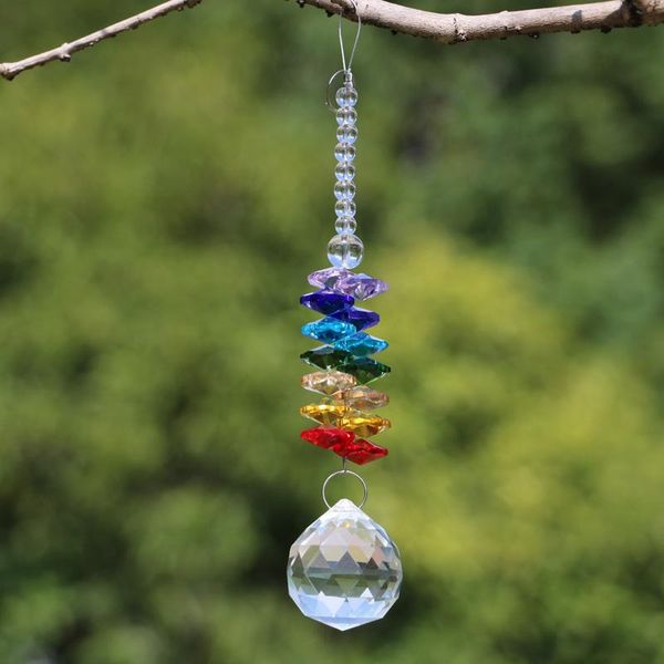 

1pcs rainbow crystal suncatcher hanging chandelier ball prism pendulum pendant christmas tree decor