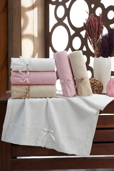 

towel ultrasoft laced 6 pcs 50x90 %100 cotton super absorbent el classic lace embroidery design face soft washcloth