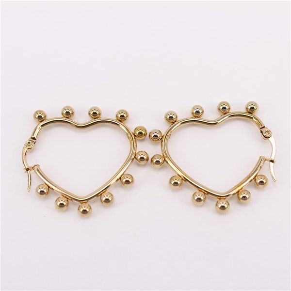 

hoop & huggie heart-shaped birthday wedding gift stainless steel female jewelry earrings 30mm35mm cute woman sl220, Golden;silver