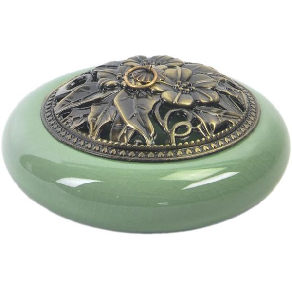 

fragrance lamps green ceramic waterfall incense burner buddhist temple flower cover porcelain censer holder porte encens tea house decor