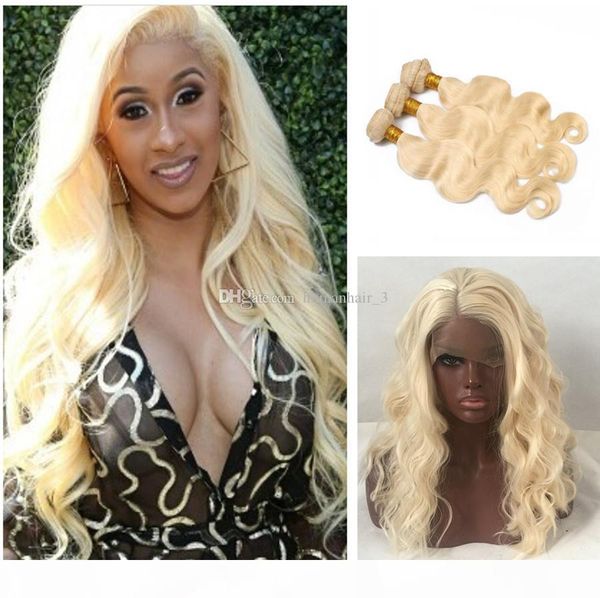 

body wave blonde 360 lace frontal closure with bundles 3pcs with pre plucked 360 full frontals 4pcs lot #613 blonde body wave hair, Black;brown