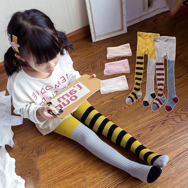 

footies baby pantyhose kids girl cotton tights cute spring autumn children stockings toddler striped girls winter, Blue