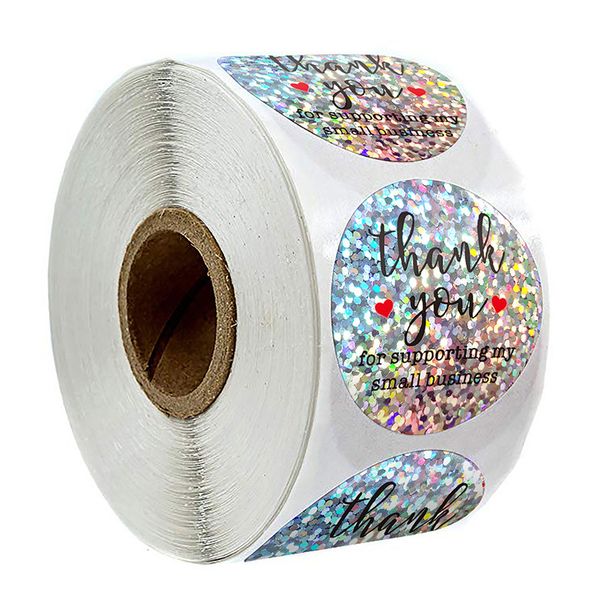 

sequin laser thank you for business gift package thank you label sticker 1220
