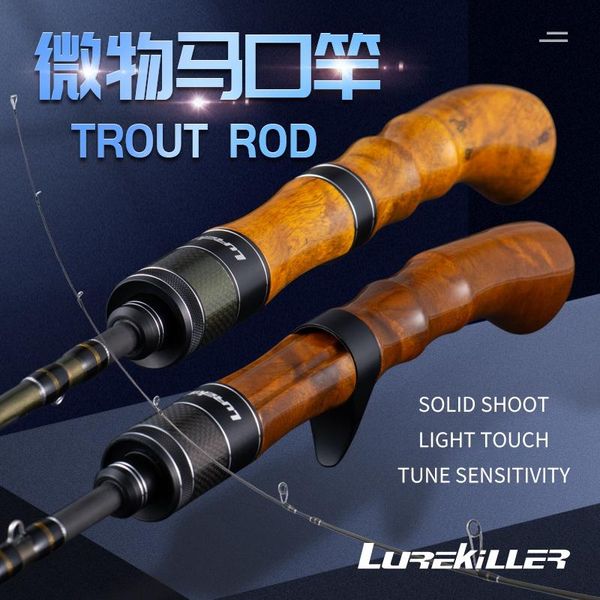 

boat fishing rods 100% original lurekiller japan fuji guides portalbe trout rod 1.4m wood handle solid carbon tip ul spinning/casting pike