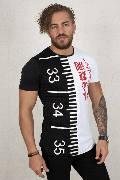 

black-white china alphabetical men 's tee shirt 2002022 9s36, White;black