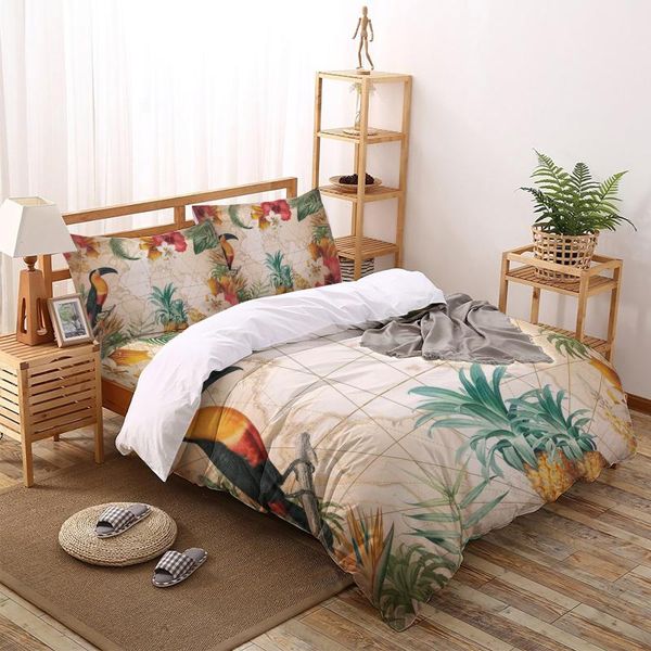 

bedding sets toucan flower fruit pineapple map set for bedroom soft bedspreads bed home duvet cover quilt pillowcase
