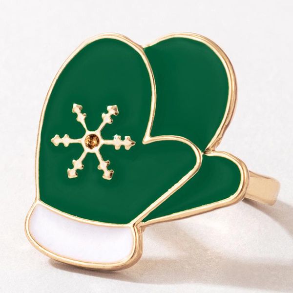 

cluster rings lovely glove ring for women fashion snowflake colorful drop oil alloy finger lady christmas jewelry wholesale 20815, Golden;silver