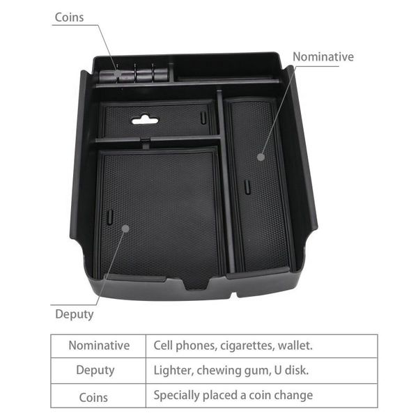 

car organizer tray storage box 2021-2021 abs accessories armrest black container