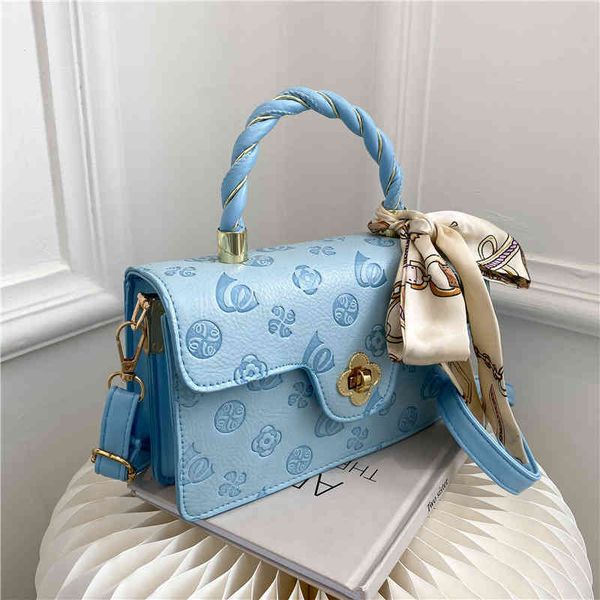

2022 factory wholesale new foreign niche fashion embossed messenger single shoulder silk scarf handbag women