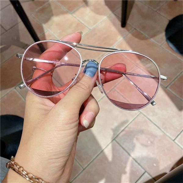 

sunglasses big frame retro harajuku style pink female face round was thin street mirror, White;black