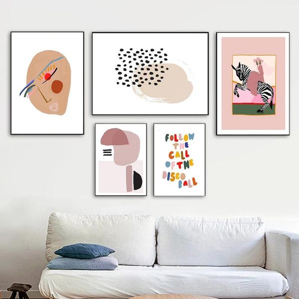 

paintings abstract nordic poster line face canvas painting wall art colorful pictures for living room modern decorative prins on the