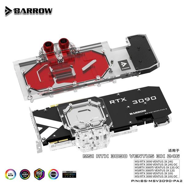 

fans & coolings barrow bs-msv3090-pa2 full coverage gpu water block for msi 3090 ventus aurora