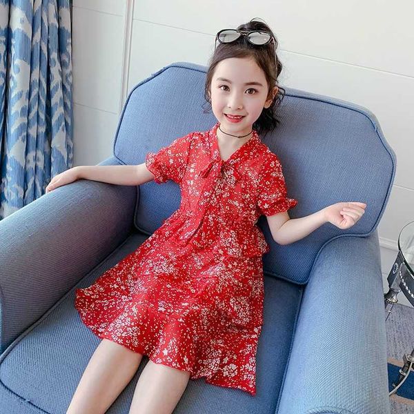 Girls Dress Chiffon Dress Estate Princess Kids Dresss for Girls Causal Wear Dress Vestido Robe Bilde Children Abbigliamento all'ingrosso Q0716