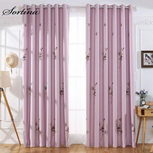 

curtain & drapes room window blackout short pink ready living modern door roman curtains cartoon thicker flower printing