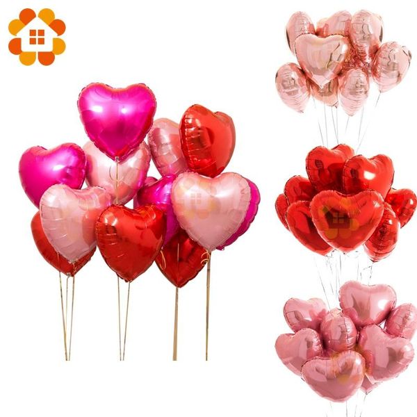 

party decoration 10pcs 18inch heart shaped helium air ball rose pink baby shower foil balloon wedding birthday balloons