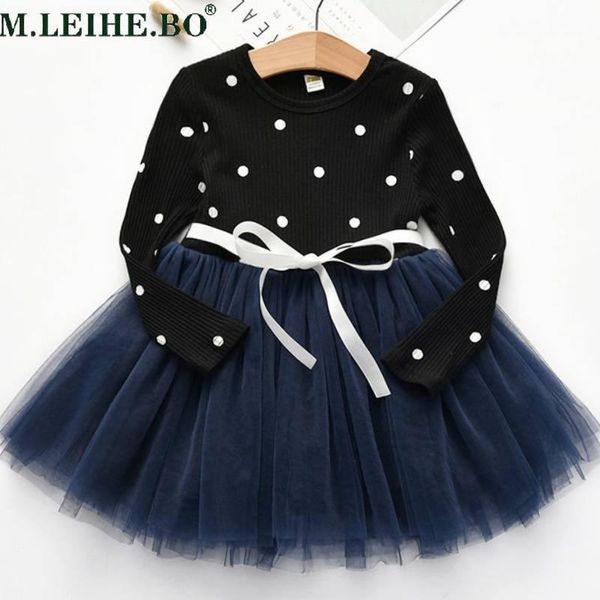 

girl's dresses baby girl dress long sleeves children clothes polka dot princess girls casual school wear toddler, Red;yellow