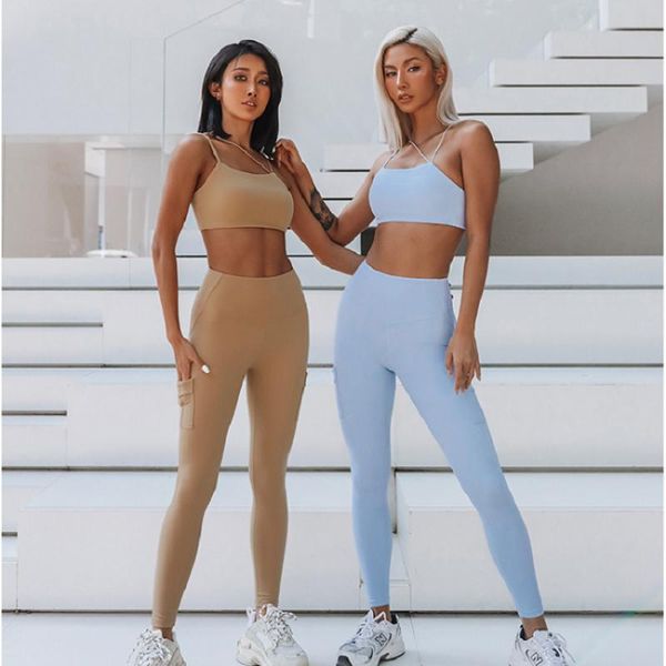 

yoga outfit women sports underwear condole belt naked feeling breathable vest running fitness shockproof push up beauty back bra /4