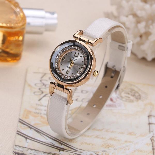 

wristwatches -women fine leather band diamond analog quartz movement wrist watch ladies dress relogio feminino f929, Slivery;brown