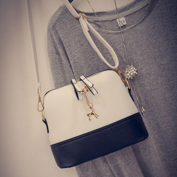 

evening bags women shoulder simple fashion shell shape small messenger crossbody bag ladies deer pendant zipper handbags