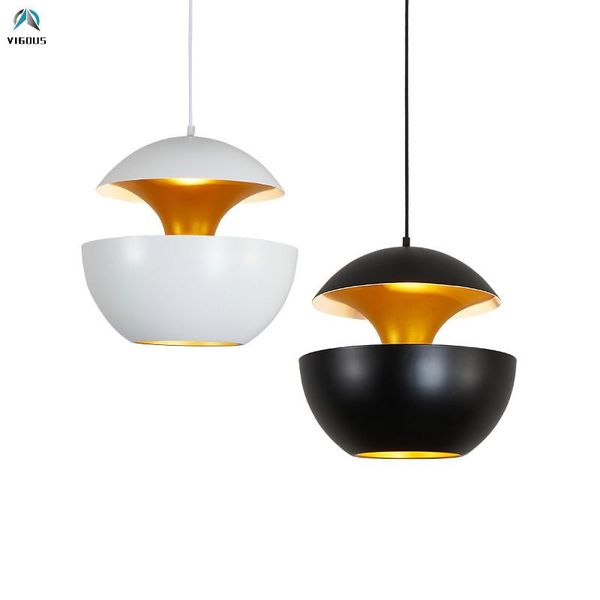 

nordic designer black / white aluminium apple shape led pendant lights bar hanging lamp luminarias suspend lamparas fixtures
