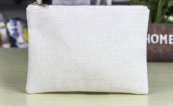 

cosmetic bags & cases 10pcs 16*23cm gold zipper bag sublimation white blank cotton linen makeup