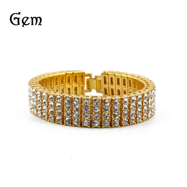 

hip hop 4-row bracelet for men, Silver