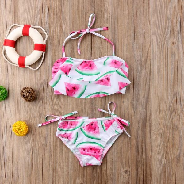 

baby girl pink watermelon printed halter bikini tankini sets children kid summer beach two pieces swimsuit swimwear bathing suit