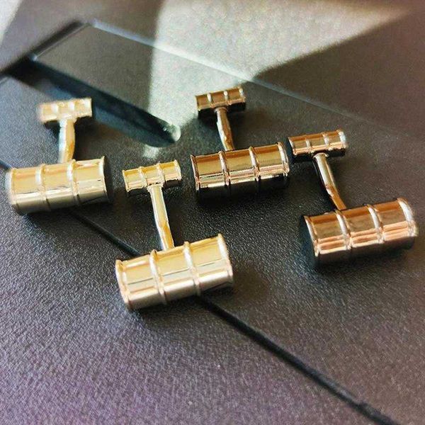 

2prs/sets cylindrical design cufflinks for mens black/ white color link copper metal simple man's cuff buttons 19gi#, Silver;golden