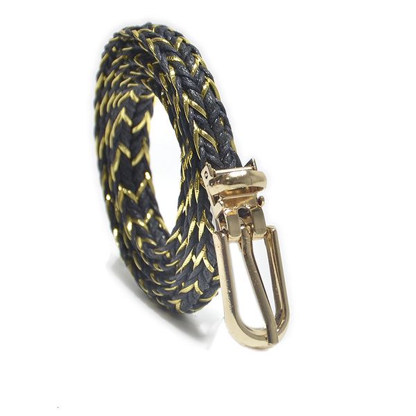 

korean new personalized versatile gold woven belt women's pu imitation leather pin buckle decorative thin belt waist rope, Black;brown