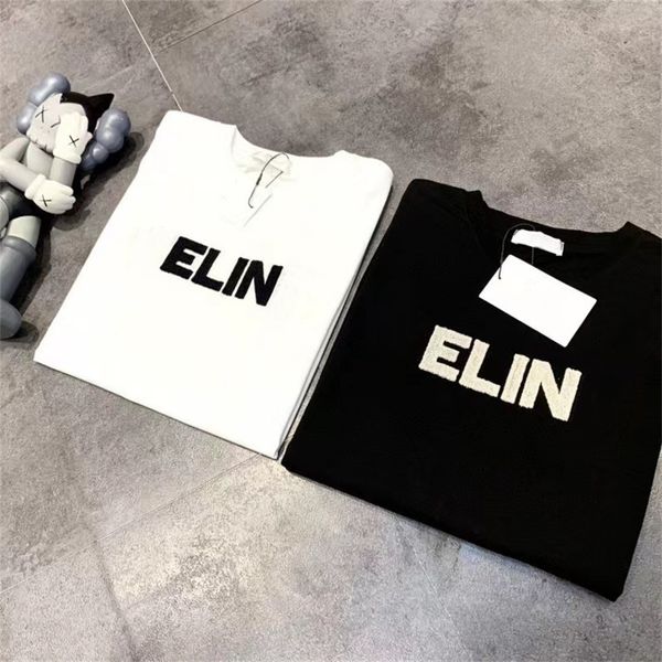 

spring and summer new lovers simple towel embroidered letters casual loose round neck short sleeve t-shirt, White
