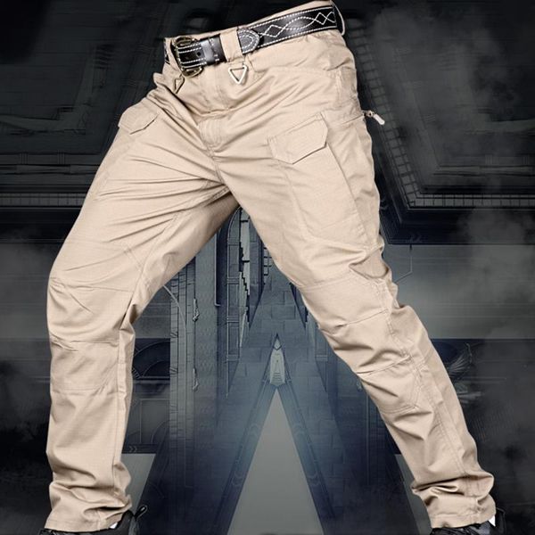 

men's pants men city tactical cargo combat swat field army military multi-pocket stretch man casual hiking trousers overalls, Black