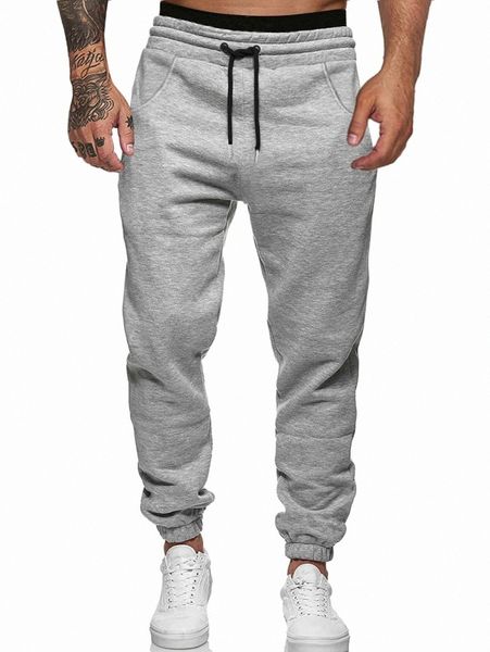 

men slant pockets drawstring waist sweatpants i76t#, Black