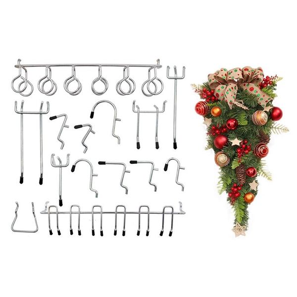 

hooks & rails 62pcs pegboard assortment and 30 pcs peg locks 1x 23.6 inch farmhouse artificial christmas teardrop swag
