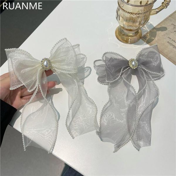 

hair clips & barrettes fashion pearl edge bowknot hairpin headdress women head spring clip, Golden;silver