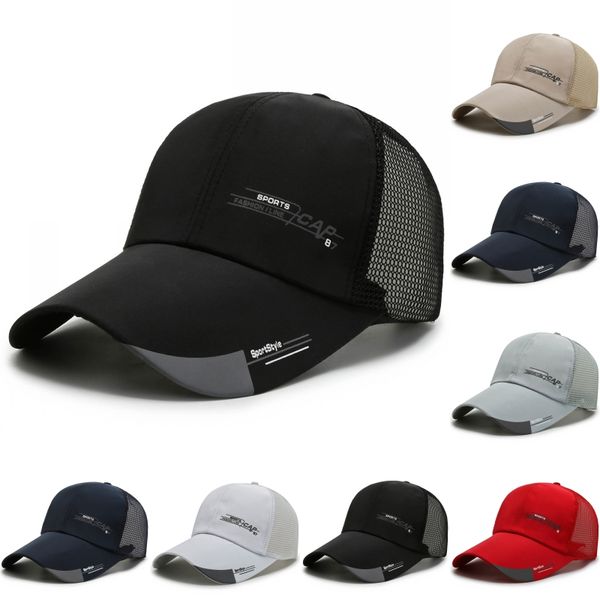 Gebogenes Mesh Baseball Cap Verstellbarer Strapback für Erwachsene Herren Womens Sommersonne Visor cooler LKW -Hut rot schwarze dunkelblau graue weiße weiße Khaki 6 Feste Farben