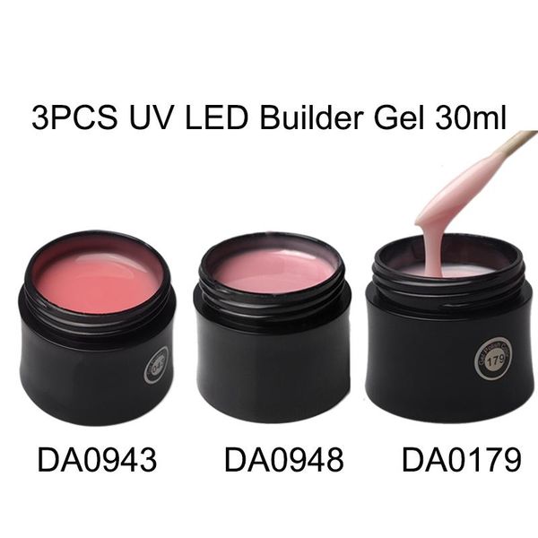 

monas 3pcs natural nude camouflage color strengthen nail gel 30g builder gel nail extension ing, Red;pink