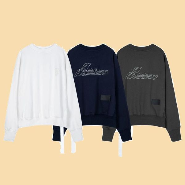 

men's hoodies & sweatshirts high street brand we11done 21ss fix rhinestone couple women's sweatshirt hooded kawaii y2k, Black