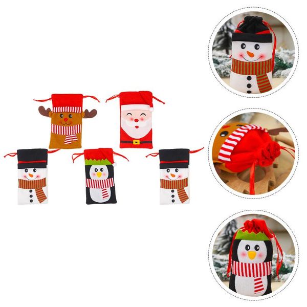 

storage bags 5pcs gift adorable christmas candy drawstring (random style)