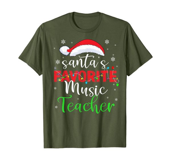 

santa's favorite music teacher t-shirt, White;black