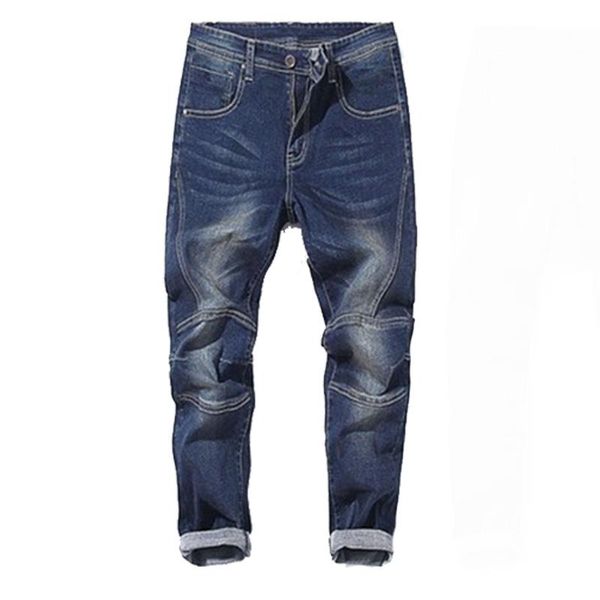 

men's jeans spring and autumn high stretch large size denim trousers camouflage harem pants, Blue