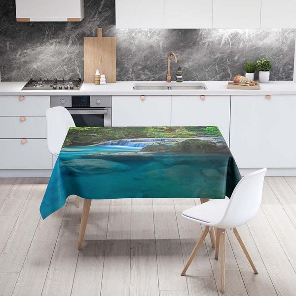 

table cloth elegant rectangular tablecloth 3d printing stream scenery pattern decoration for dining