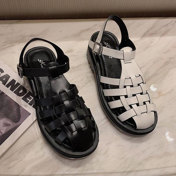 

dress shoes 2021 sandals gladiator fashion summer ladies square heel buckle strap slides lady outside for woman slippers, Black